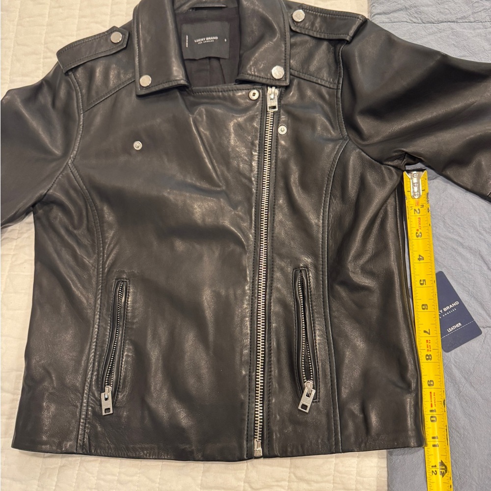 Lucky Brand Black Leather Motorcycle Jacket - Picture 10 of 12